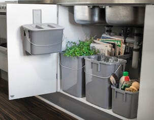 Källsorteringskärl skåp Nordiska Plast, 5 delar