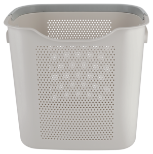 Liten tvättkorg plast, med handtag, beige och grå
