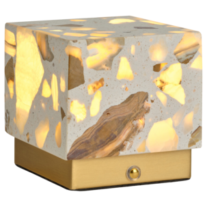 Osram Gleam liten laddbar bordslampa terrazzo kub