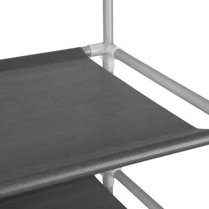 Skohylle i tekstil, flere hylleplan, grå