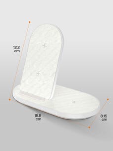 Trådløs 2-i-1 Qi2-lader, hvit