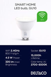 Deltaco Smart Home GU10 LED-pære dimbar wifi 4,5 W