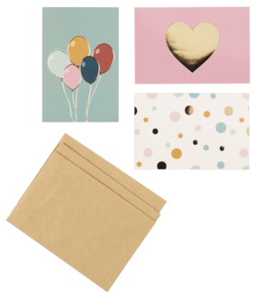 Grattiskort kalas 10 x 15 cm med kuvert, 3-pack