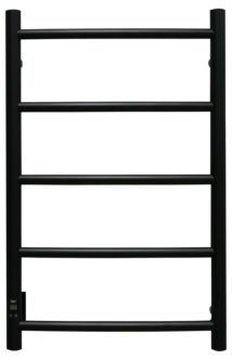 Pax Samba elektrisk håndkletørker, med timer til venstre, svart