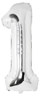 Stor tallballong sølv 82 cm, 0-9, 1-pakning