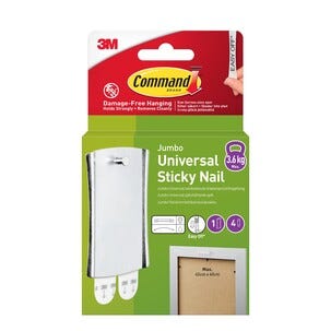 Command Sticky Nail självhäftande tavelkrok, 3,6 kg