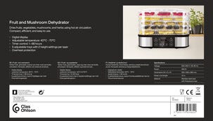 Frukt- och svamptork med digital display, 5 brickor