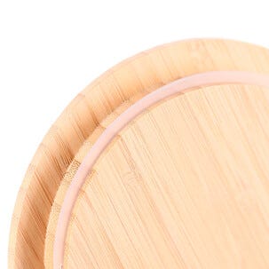 Bambukansi pyöreään lasiseen eväsrasiaan