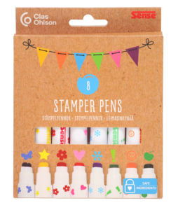 Sense stempelpenner med motiv, 8-pakning