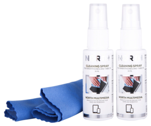 North skjermrens med pusseklut for mobil, 2 x 30 ml