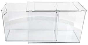 Stabelbar kjøleskapsoppbevaring med uttrekkbar skuff, gjennomsiktig