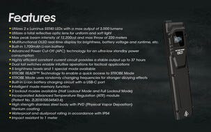 Nitecore stark ficklampa, laddbar USB-C, 3000 lm