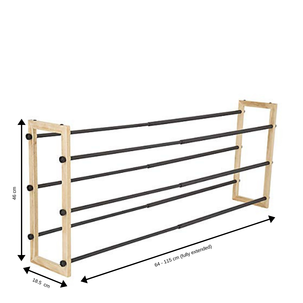 Justerbar skohylle i tre/metall 