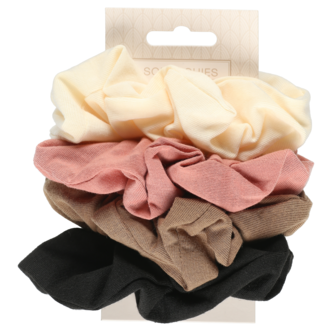 Hårsnoddar scrunchies bomull, 4-pack