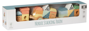 Leketog med klosser i tre, fra 18 måneder