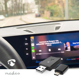 Nedis trådlös biladapter för CarPlay och Android Auto
