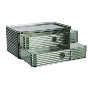 Pinottava säilytyslaatikko, 2 laatikkoa, läpinäkyvä vihreä