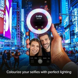 SBS RGB Selfie Ring Light til mobil, hvitt og farget lys