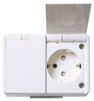 Elko RS dobbel stikkontakt påvegg, IP44, Nordic renhvit