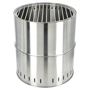 Bærbar båltønne med grillrist, utendørs, 38 x 44 cm