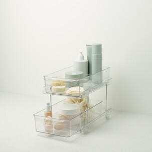 Liten oppbevaringshylle med 2 skuffer, 23 x 31,7 x 18,8 cm