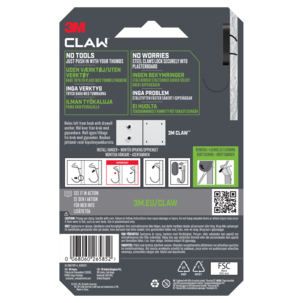 3M Claw krok för gipsvägg svart, 11 kg, 1-pack