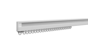 Gardinskinne Alex med glider, tak og vegg, hvit