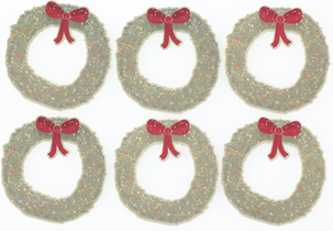 Presentetiketter julmotiv krans 6-pack