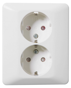 Elko RS 2-veis innfelt stikkontakt med lav profil, IP44, Nordic renhvit