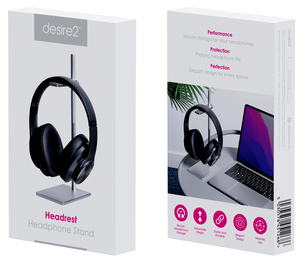 Desire2 holder for hodetelefoner, bordstativ i aluminium