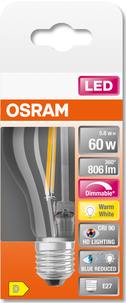 Dimbar LED lyspære E27 Osram, varmhvit