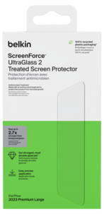 Skärmskydd för iPhone 15 Pro Max, Belkin ScreenForce UltraGlass