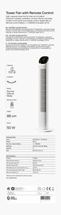 Tornituuletin kaukosäätimellä 50 W, valkoinen, 88 cm