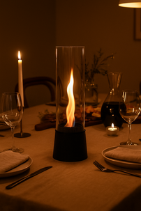 Skandi FlameTwister bordkamin bioetanol ute og inne