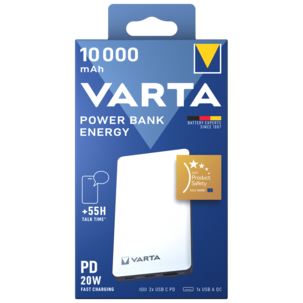 Varta Energy powerbank 10 000 mAh, 3 USB-portar