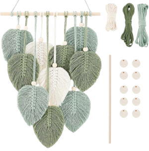 DIY väggdekoration i makramé, grön