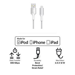 Stofftrukket USB-A til Lightning ladekabel for iPhone 1,5 m Clas Ohlson