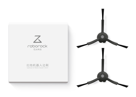 Roborock svarte 3-armede sidebørster i vinyl, 2-pakning
