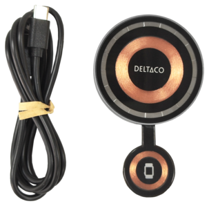 Deltaco 2-i-1 trådlös laddare med magnet, 15W