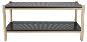 Skohylle svart metall og tre, 80,8 cm