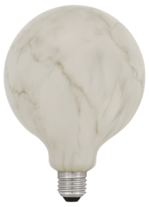 Dekorpære i marmordesign, LED, E27, varmhvit