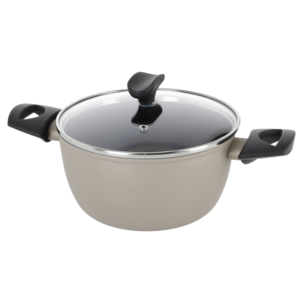 Gryta med glaslock 2,5 l keramisk non stick, sand