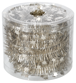 Glittergirlang med små stjärnor, silver, 7 m