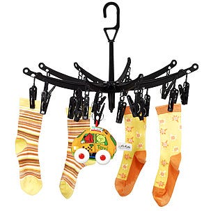 Tørkestativ med 20 klesklyper og krok