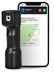 Plegium Smart försvarsspray med personlarm och app 5-i-1