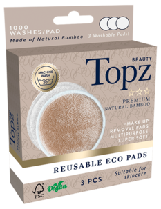Topz Beauty Reusable Eco Pads flergångspads, 3-pack