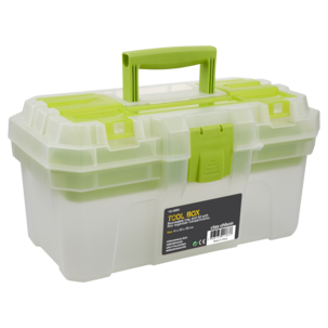 Liten verktygslåda med fack, plast