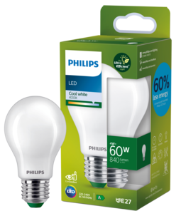 Kallvit LED-lampa E27 A60 4 W, Philips Ultra Efficient