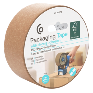 Pakketape FSC brun, 50 mm x 50 m