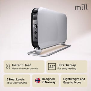 Mill SG2000LED konvektorelement med fläkt 2000 W